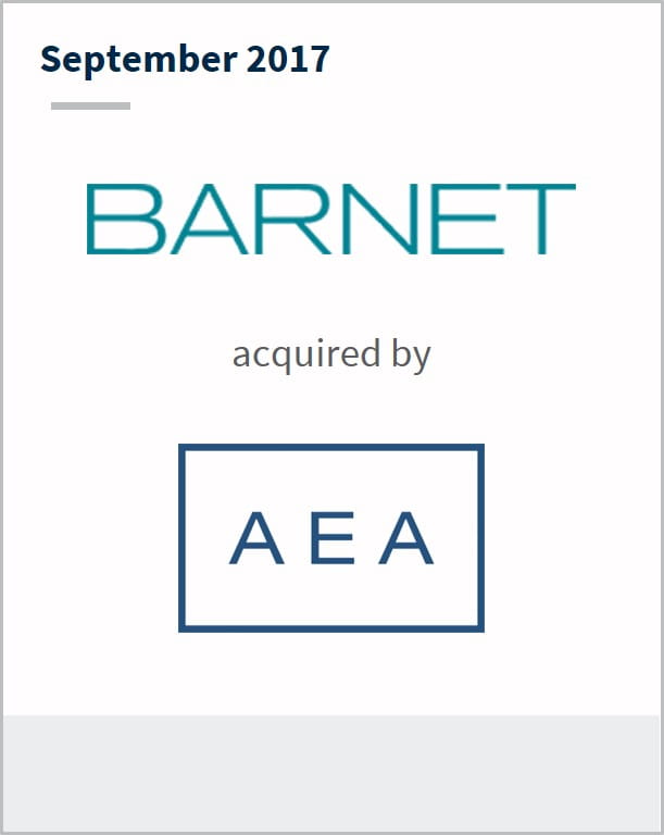 September 2017 Barnet has been acquired by AEA