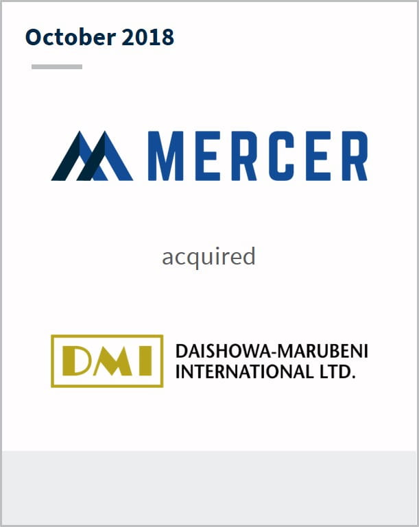October 2018 Mercer acquired Daishowa-Marubeni International Ltd.