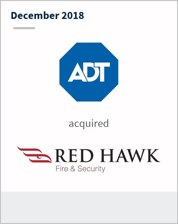 December 2018 ADT has acquired Red Hawk