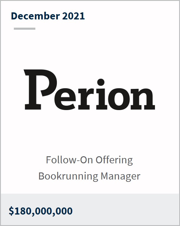 December 2021 Perion Network $180M follow-on offering bookrunning manager 