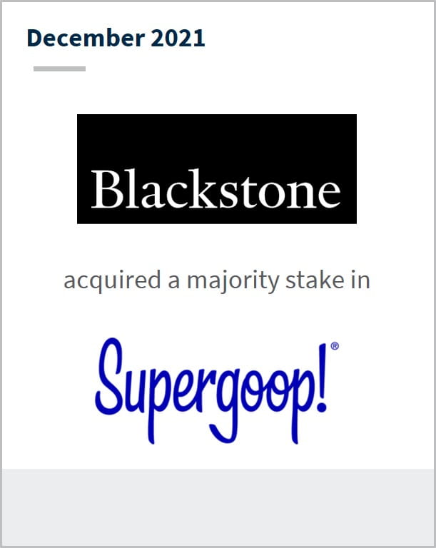 December 2021 Blackstone has acquired a majority stake in Supergoop!
