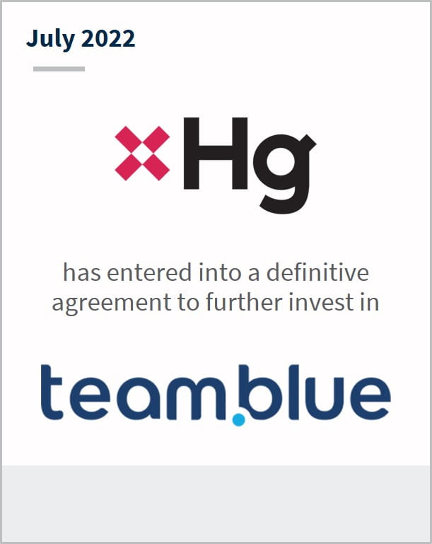 July 2022 Hg has entered into a definitive agreement to further invest in team.blue