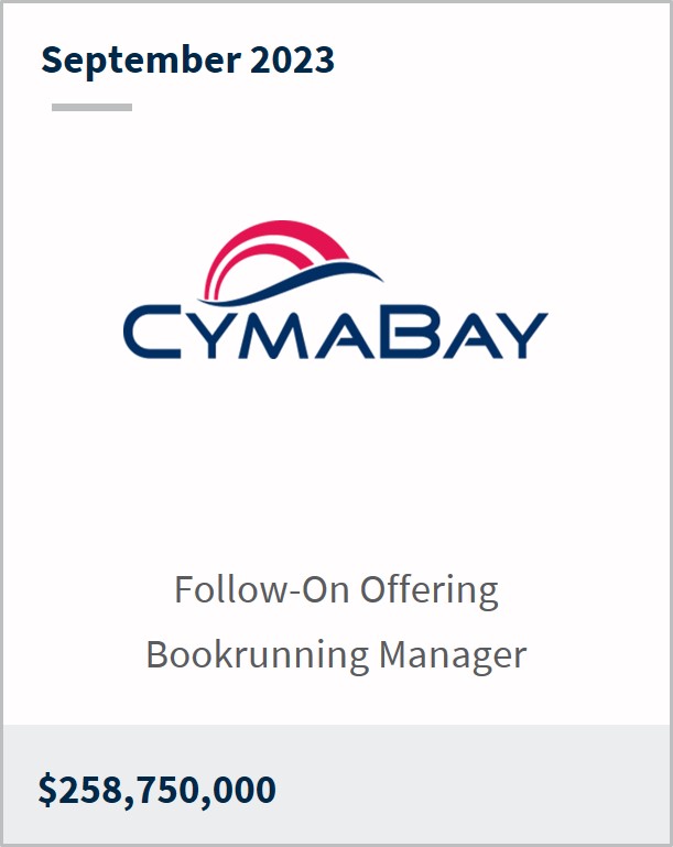 September 2023 2309_CymaBay $258,750,000 Follow-On Offering Bookrunning Manager