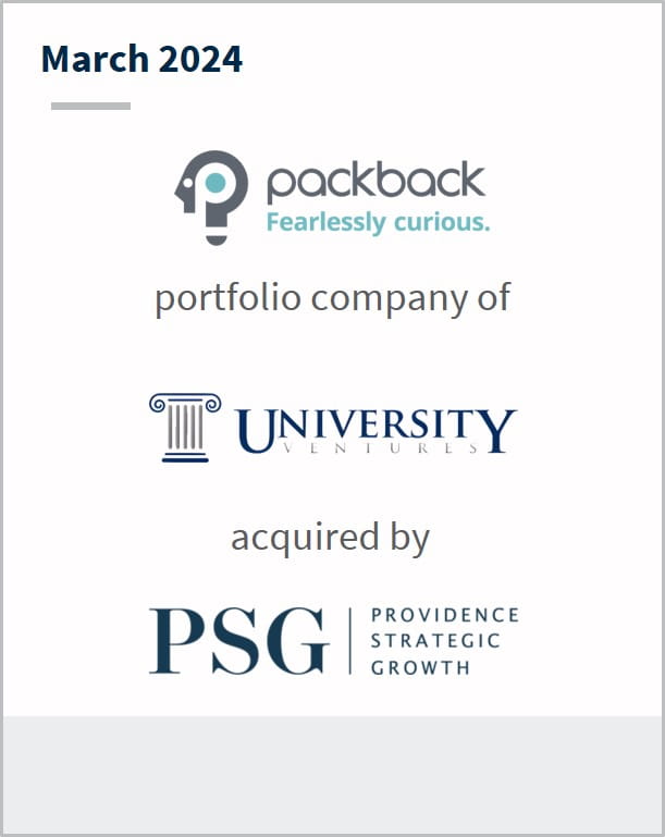 March 2024 PackBack A portfolio company of University University Ventures Has received a strategic investment from PSG