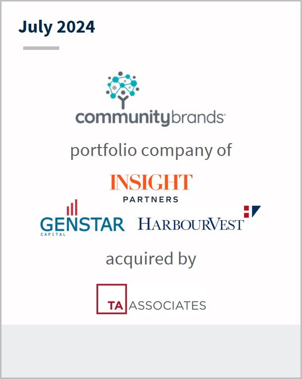 July 2024 The Association & Events and Nonprofit Solutions divisions of Community Brands A portfolio company of Insight Partners Genstar HarbourVest Have been acquired by TA Associates