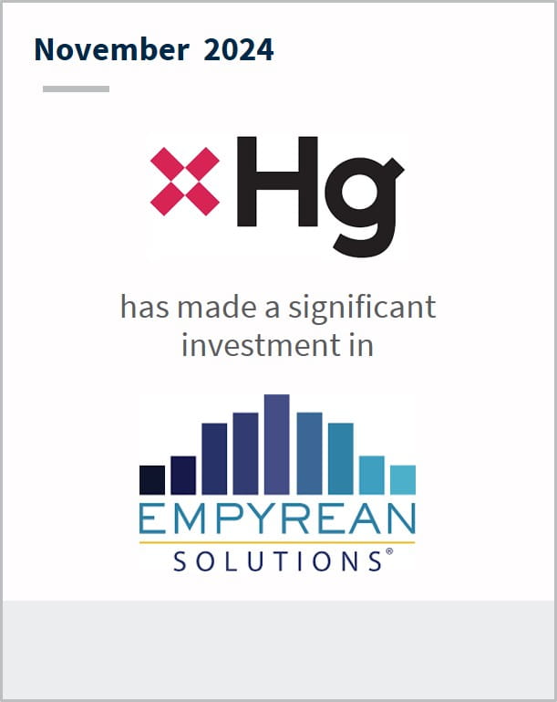 November 2024 Hg has made a significant investment in Empyrean Solutions