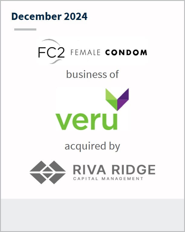 December 2024 FC2 Female Condom business of Veru acquired by Riva Ridge Capital Management
