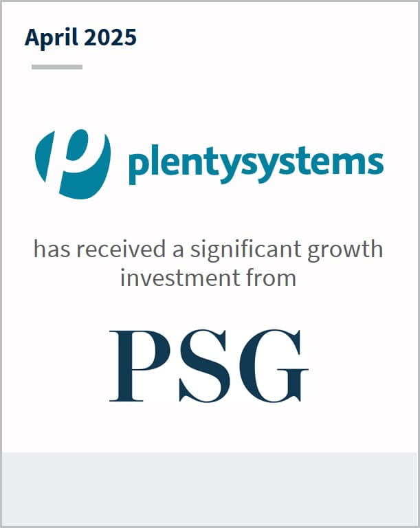 April 2025 Plentysystems has received a significant growth investment from PSG