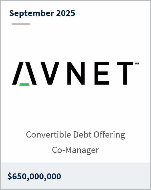 September 2025 Avnet Convertible Debt Offering Co-Manager $650,000,000