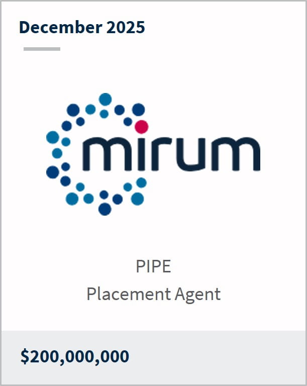 December 2025 Mirum PIPE Placement Agent $200,000,000