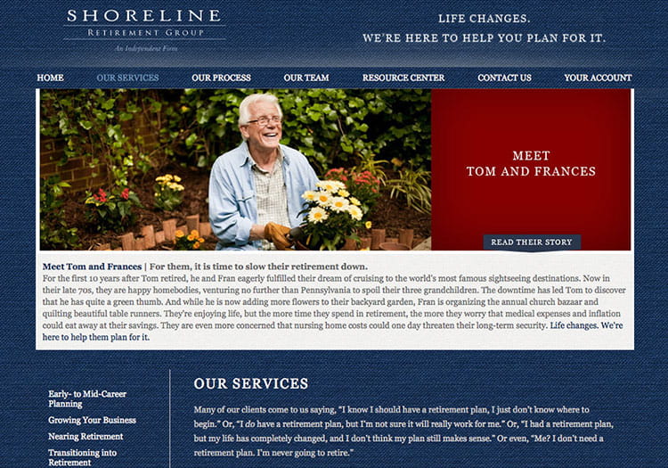 Shoreline Retirement Group Our Services Webpage