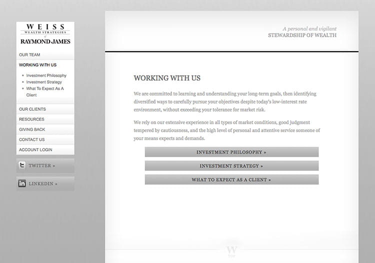 Weiss Wealth Strategies Working With Us Webpage