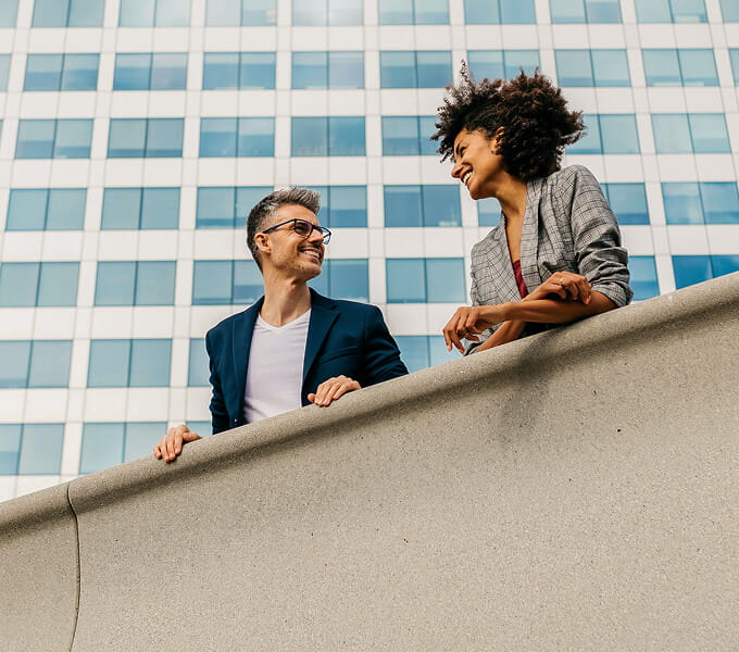 Advisors discuss plans on rooftop